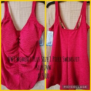 Pink Plus Size One-Piece Swimsuit
